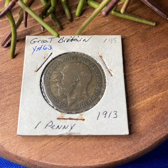 1913 GREAT BRITAIN ONE PENNY COIN - PRE-WW1 - Y#63. - Picture 1 of 2